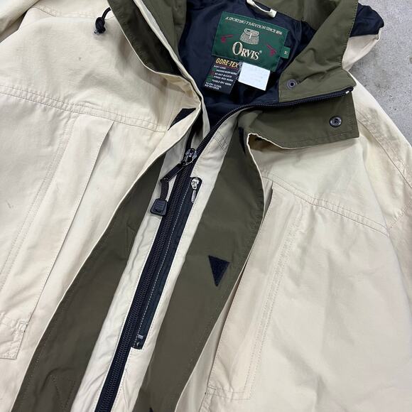 Vintage Orvis Fly Fishing Field Gore Tex Jacket Hooded Tan M Gorpcore Outdoors - Picture 3 of 16